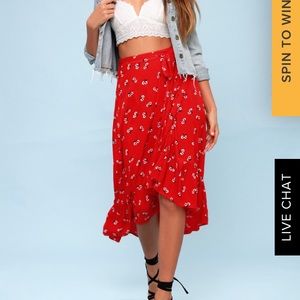 NWT Lulus Dancing Til Dawn midi wrap skirt